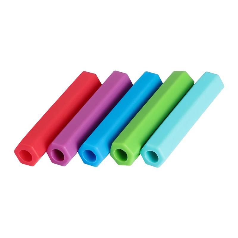 Anneau de dentition amusant en Silicone pour bébé, 5 pièces, capuchon de crayon, jouet sensoriel pou