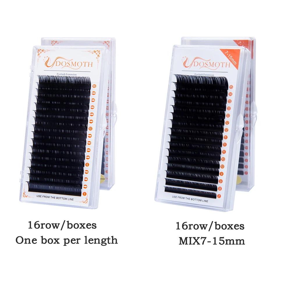 DOSMOTH 10 boîtes 16 rangées 7-16mm extensions de cils de vison supples Extension de faux cils indiv