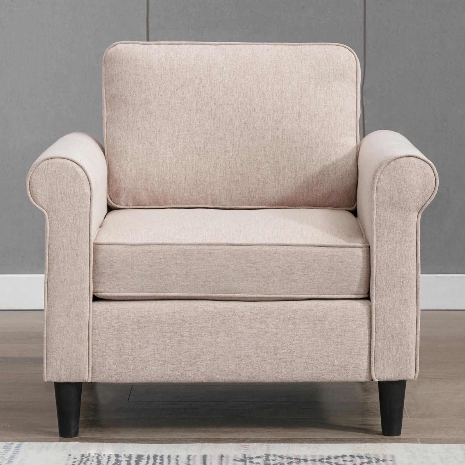 HORGgland O-Canapé simple moderne en micro-tissu avec cadre en bois, petit fauteuil à pied solutions