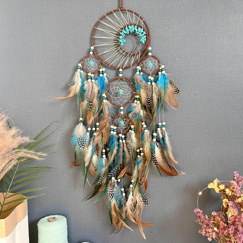 Attrape-rêves Vintage carillon éolien suspendu ornement décor à la maison indien pierre naturelle ar