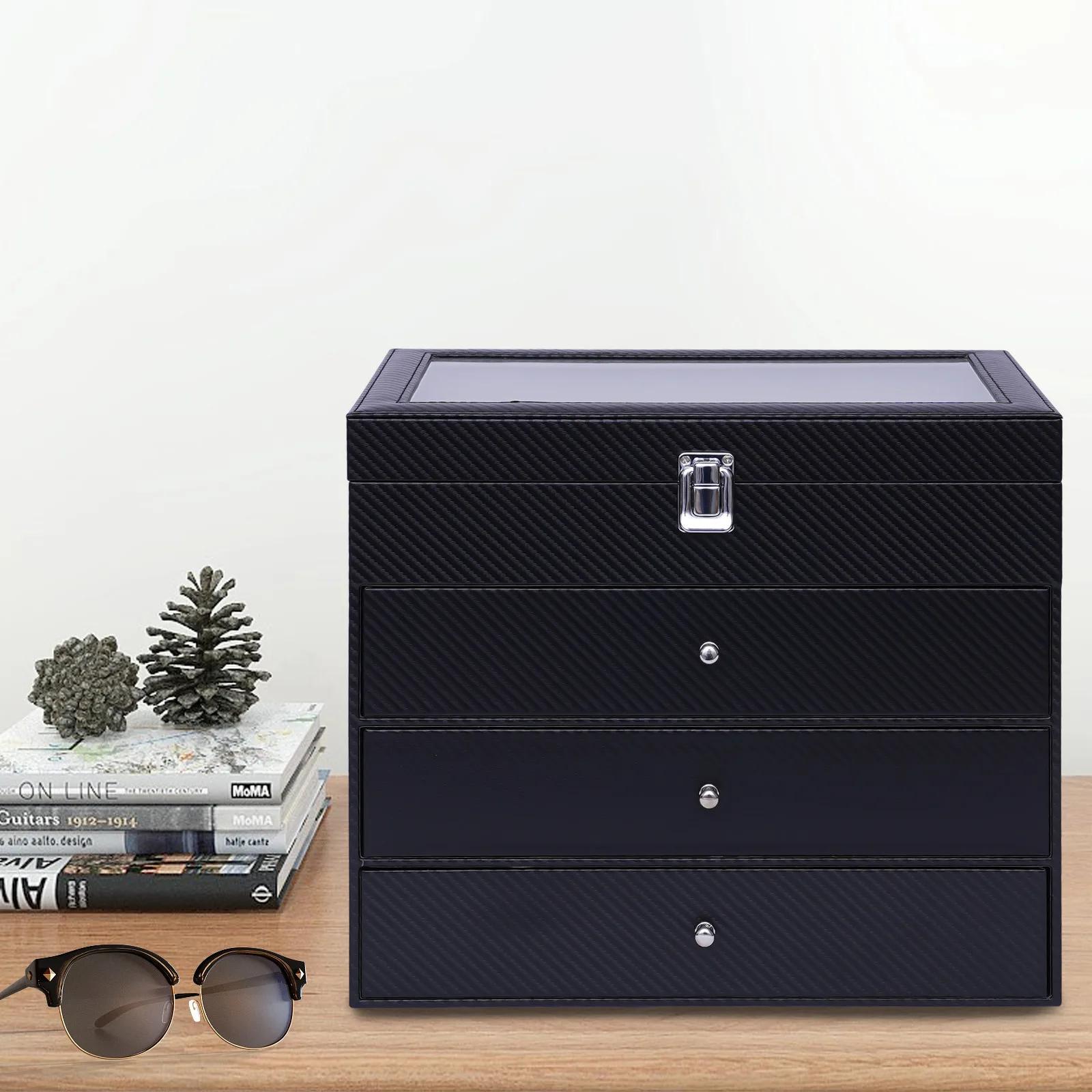 Boîte de rangement pour lunettes de soleil, porte-lunettes, étui à 24 grilles