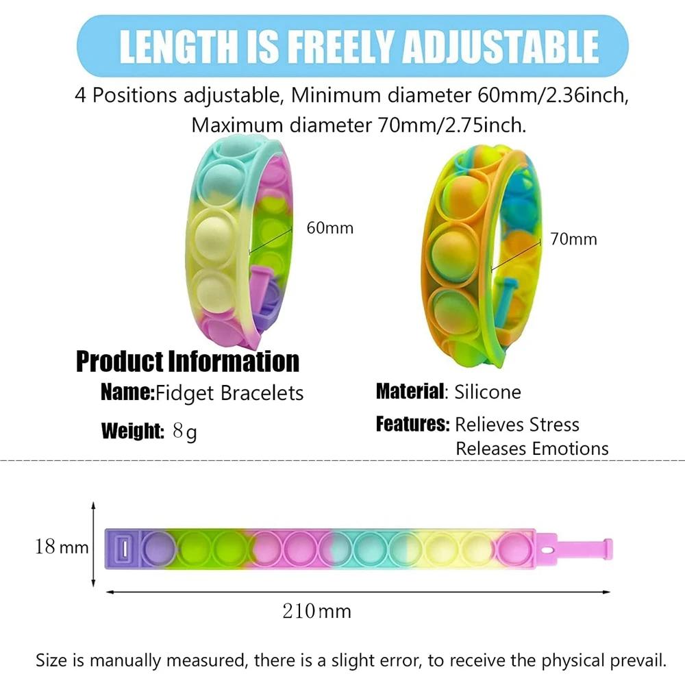 12 pièces Fidget Toys Pop Bracelet cadeaux de fête Bracelets à bulles Push Poping sensoriel anti-Str