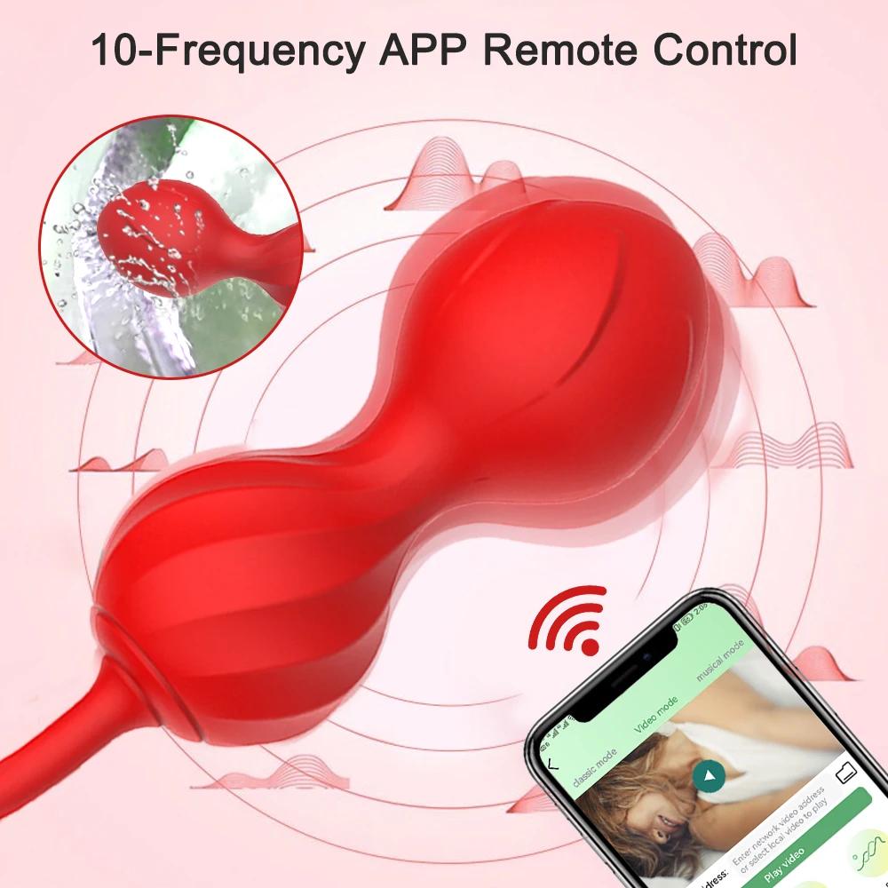Andrea Vagina-Vibromasseur télécommandé pour femme, boule de Kegel, Bluetooth, point G, vêtements po