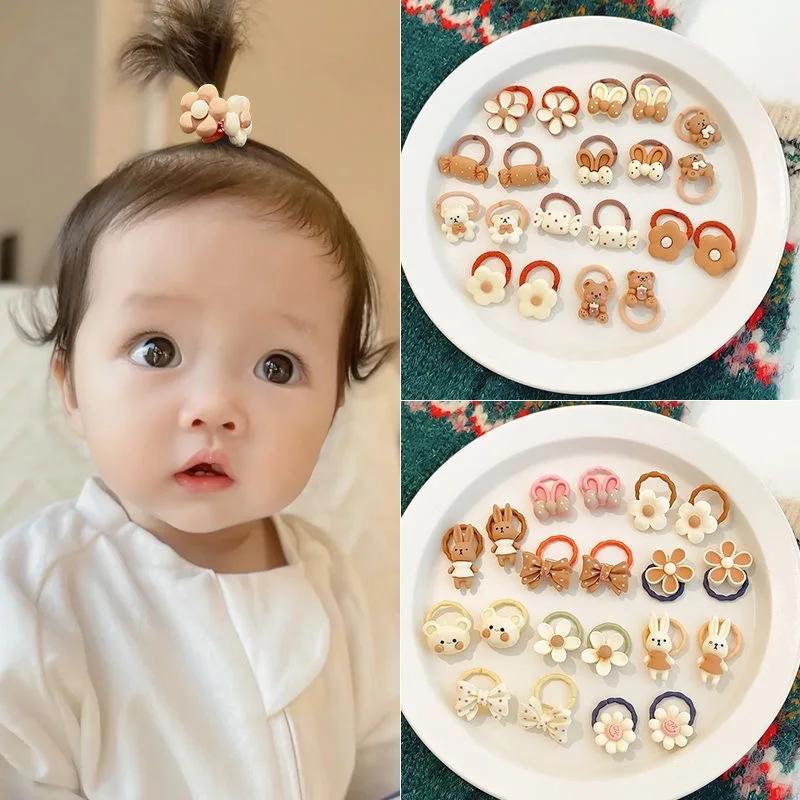 20 pièces accessoires de cheveux pour fille bandes de cheveux élastiques fleurs mignonnes Style anne