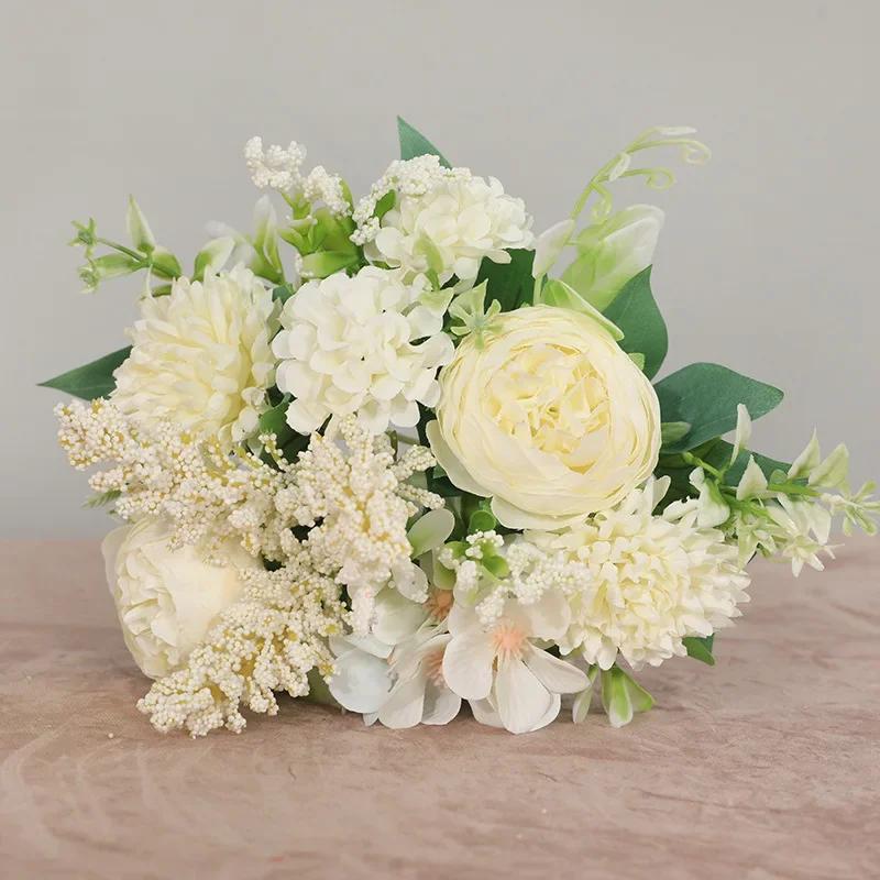 Bouquet de Fleurs Artificielles Vintage InjRose, Fausses Fleurs, Accessoires de Décoration de Mariag
