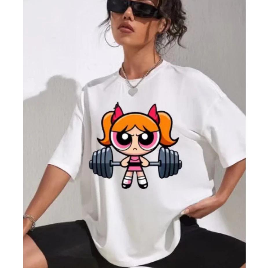 Filles Super puissant Blouse formation Streetwear T-shirt chemise femme académie gymnase Fitness T-s