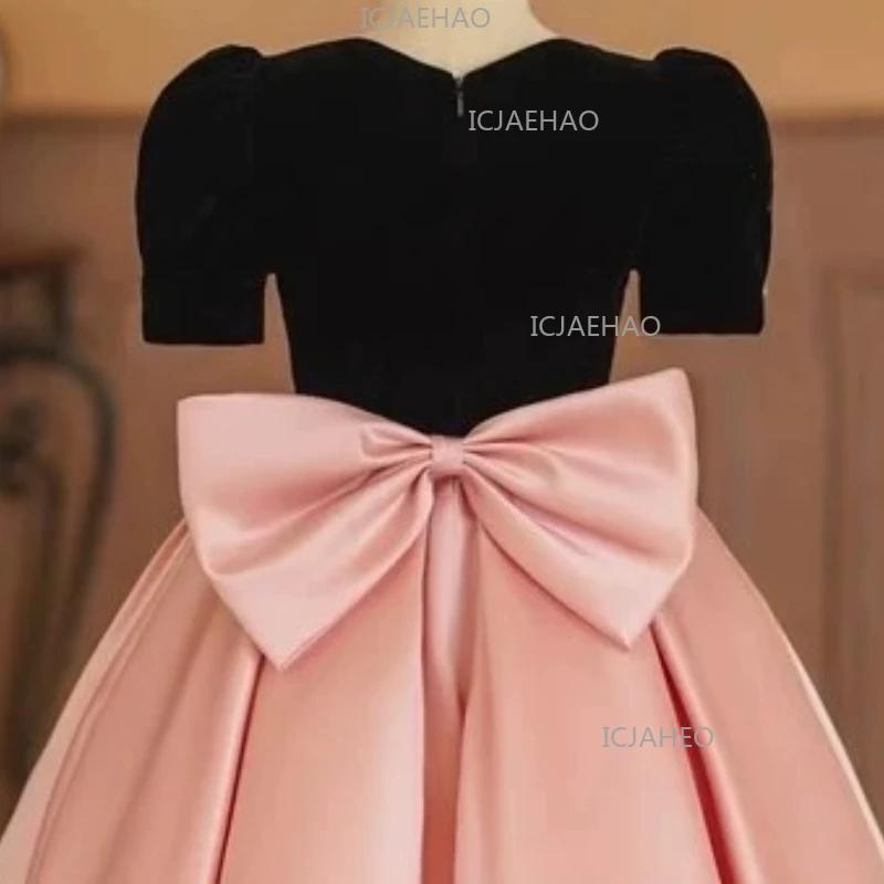 Nouvelle Robe de Princesse en Satin Simple pour Filles, Collection 2026, Manches Bulles, Idéale pour