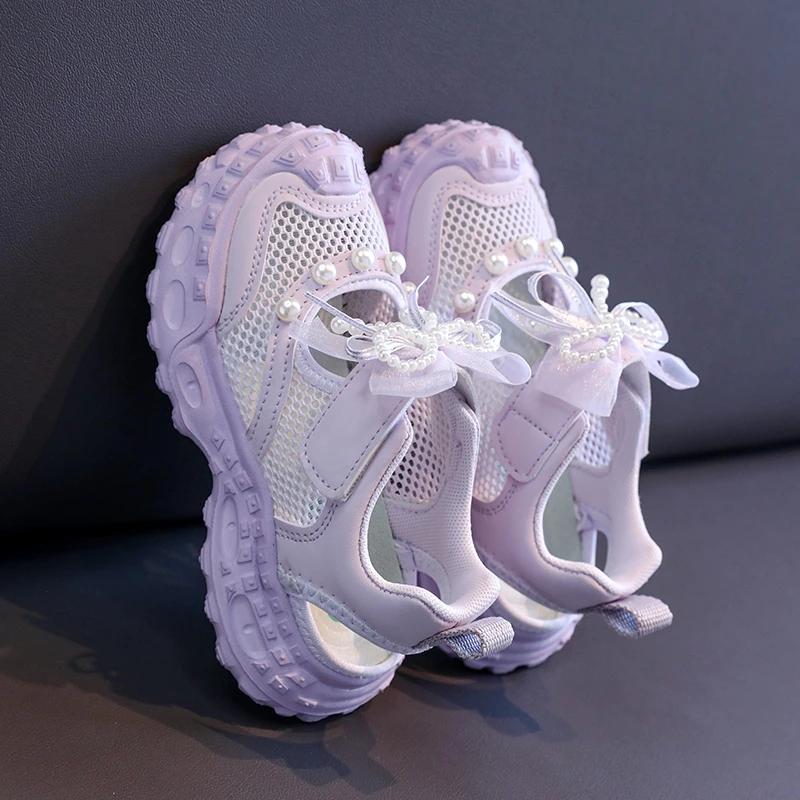 Baotou – sandales princesse pour filles, chaussures à maille unique avec perles étrangères, baskets 