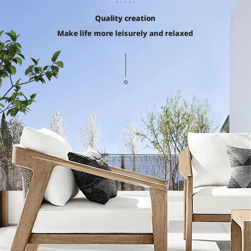 Mobilier d'extérieur canapés tables chaises style vieilli tissu imperméable rotin et bois massif vil