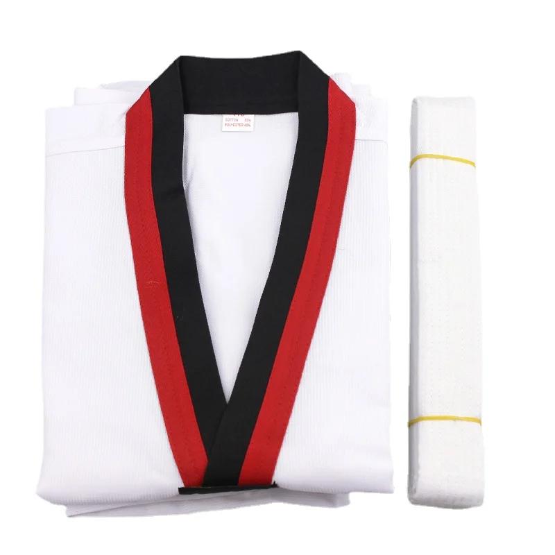 Nouveau uniforme Gi à manches longues Costumes TKD vêtements uniformes de Taekwondo blancs WTF karat