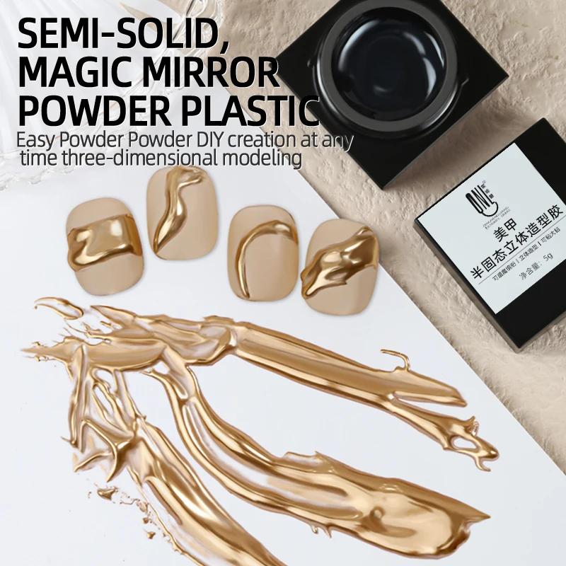 Gel de modélisation de vernis à ongles semi-solide, poudre de miroir magique, modèle 3D, colle à ong