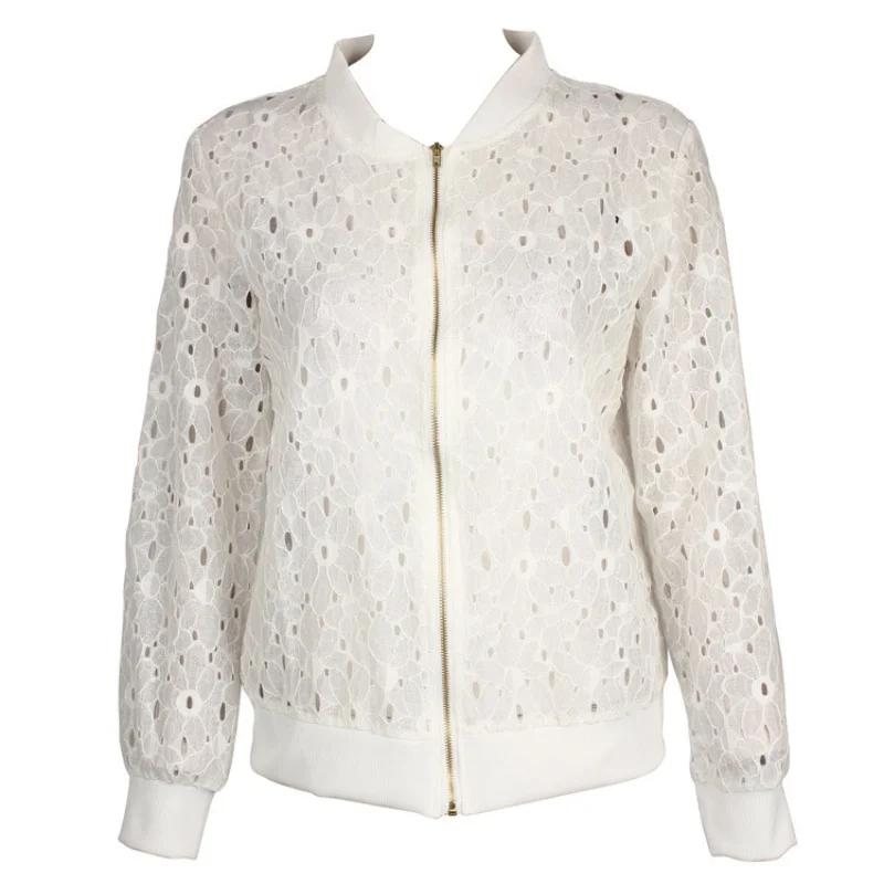 Veste de Sport ajourée en dentelle de coton pour femmes, manches longues, protection solaire fine, v