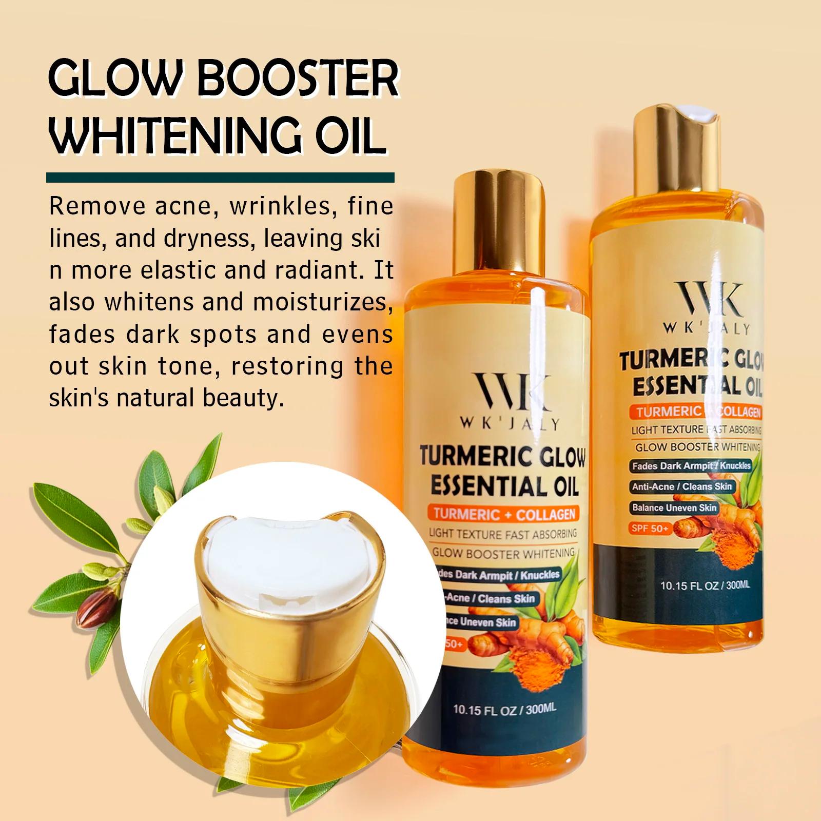 WK JALY Huile essentielle pour le corps au lueur de curcuma, hydratante, blanchissante, estompe les 