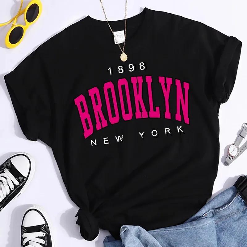 2024 Nouvel Été Femmes T-shirt 1898 Brooklyn New York Imprimé Manches Courtes T-Shirts Chaud Décontr