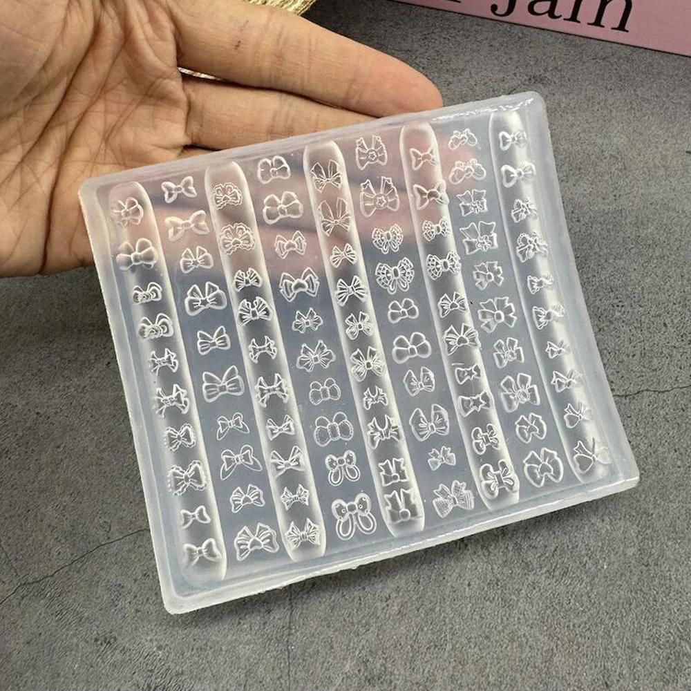 Moule à ongles en Silicone avec nœud papillon 3D, 90 formes, ruban doux, modèles d'ongles, bricolage