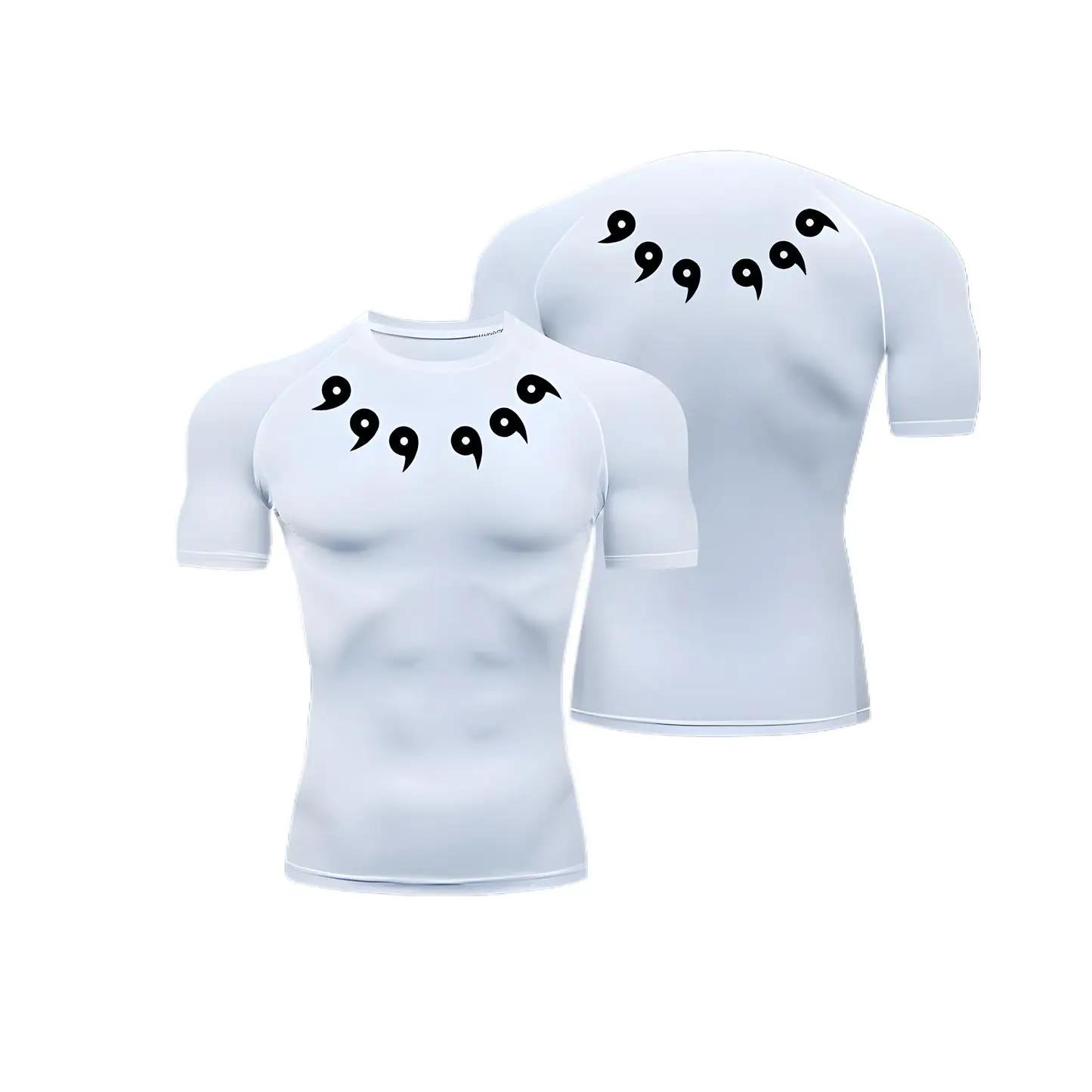 Chemise de Compression Anime pour hommes, imprimé d'été, manches courtes, protection contre les érup