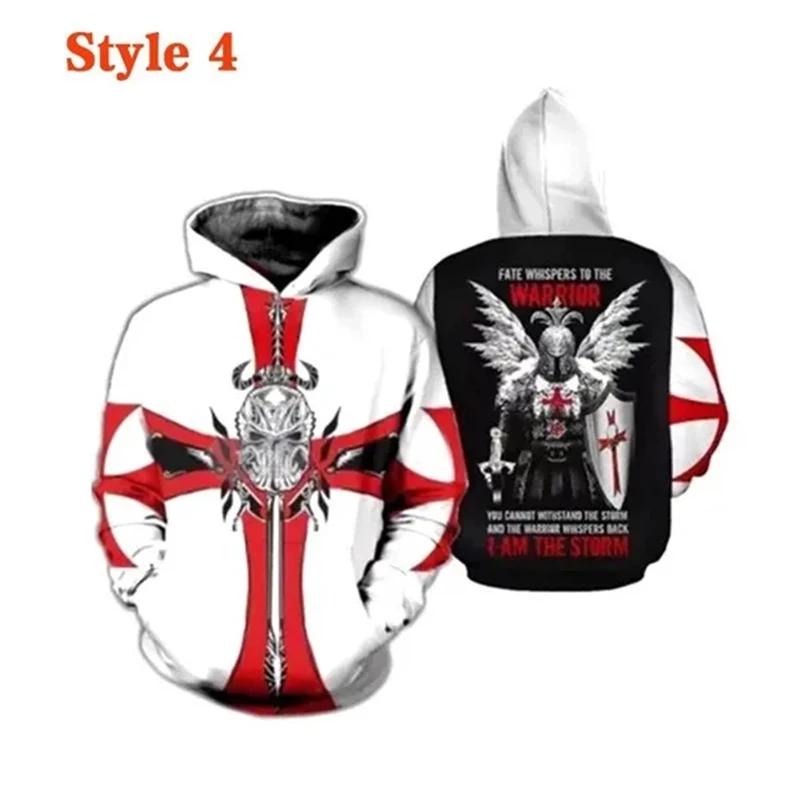 Sweat à capuche imprimé 3D Knight Templar pour hommes et femmes, sweat-shirt décontracté, pull PVD, 