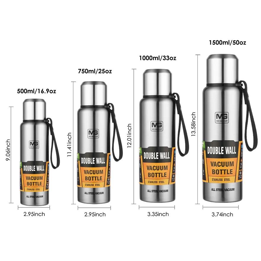UPORS – Thermos Portable en acier inoxydable de grande capacité, flacon isolé avec corde, 500/700/10