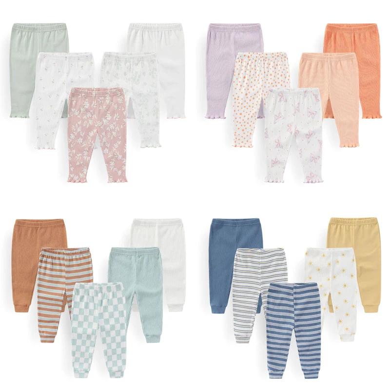 Kiddiezoom – pantalons en coton doux pour bébés garçons et filles, 5 pièces/lot, à la mode, mignons,