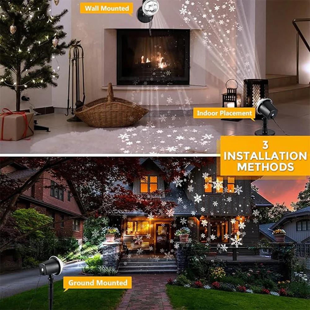 Projecteur de flocon de neige de Noël pour chambre à coucher, lumières dégradées LED, lampe de proje