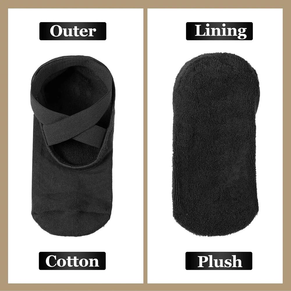 6 paires de chaussettes de Yoga pour femmes chaussettes de Barre antidérapantes avec sangles chausse