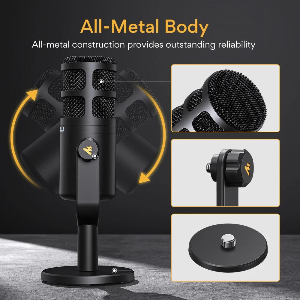 Microphone dynamique XLR pour PC Maono PD100, entièrement en métal, pour jeux, diffusion, enregistre