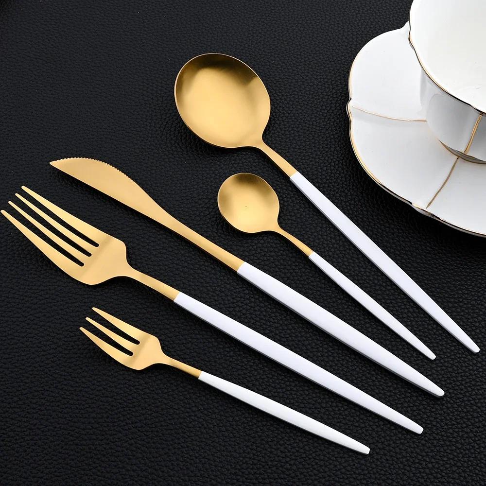 30 pièces ensemble de vaisselle en acier inoxydable couverts mat fourchette cuillère couteau ensembl