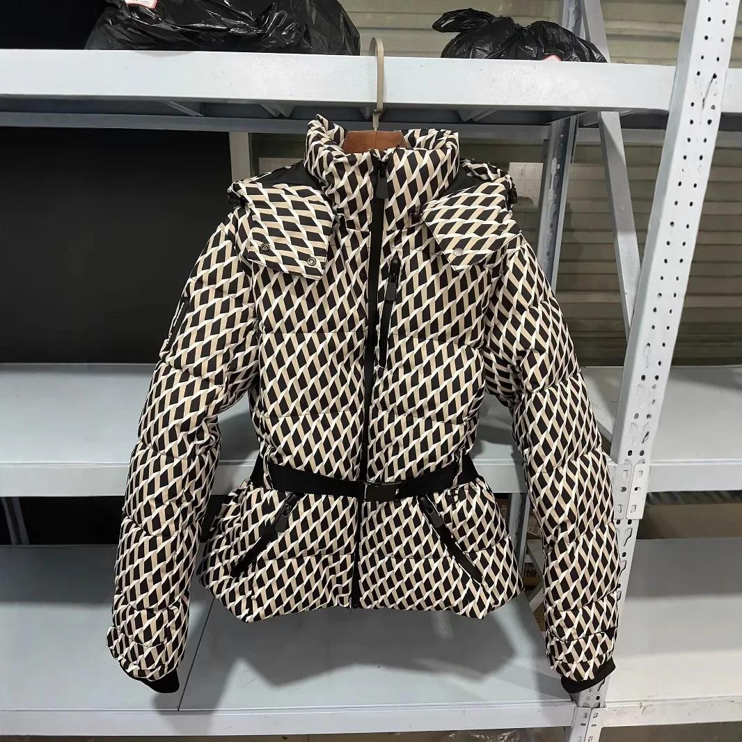 Ensemble de ski deux pièces pour femme, Parka de Sport rembourrée, taille haute, avec ceinture, poch