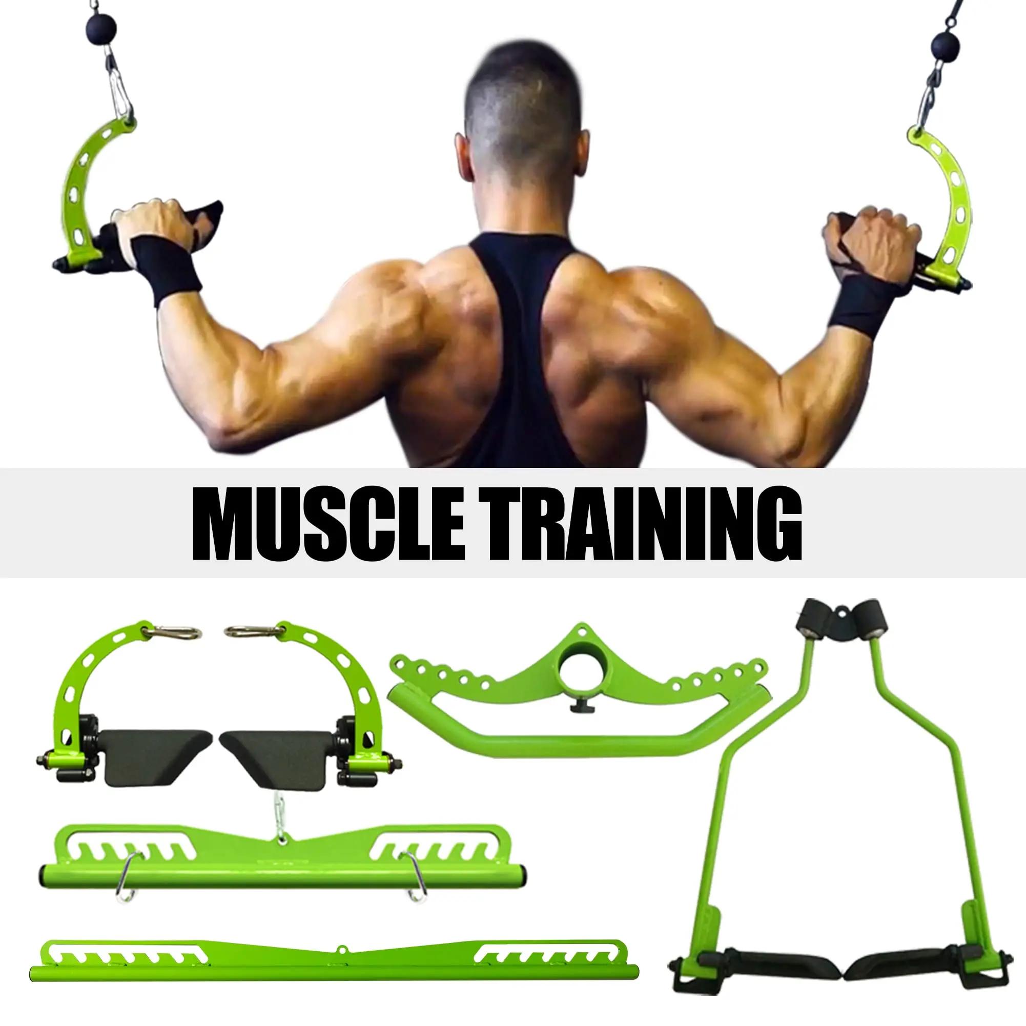 Barre traction LAT multi-poignées salle sport - Machine poulie câble musculation dos