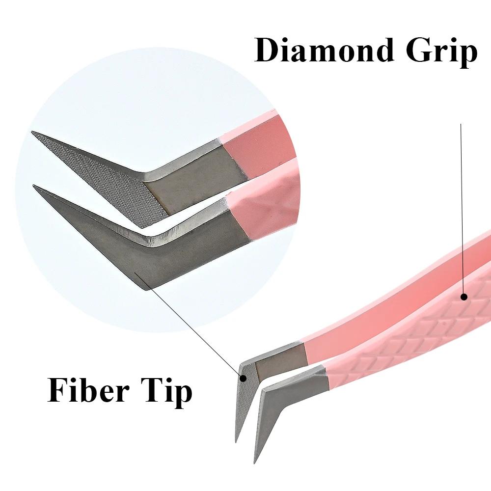 LAGEE pince à épiler extension de cils volume précis luxe diamant poignée 420 acier inoxydable haute