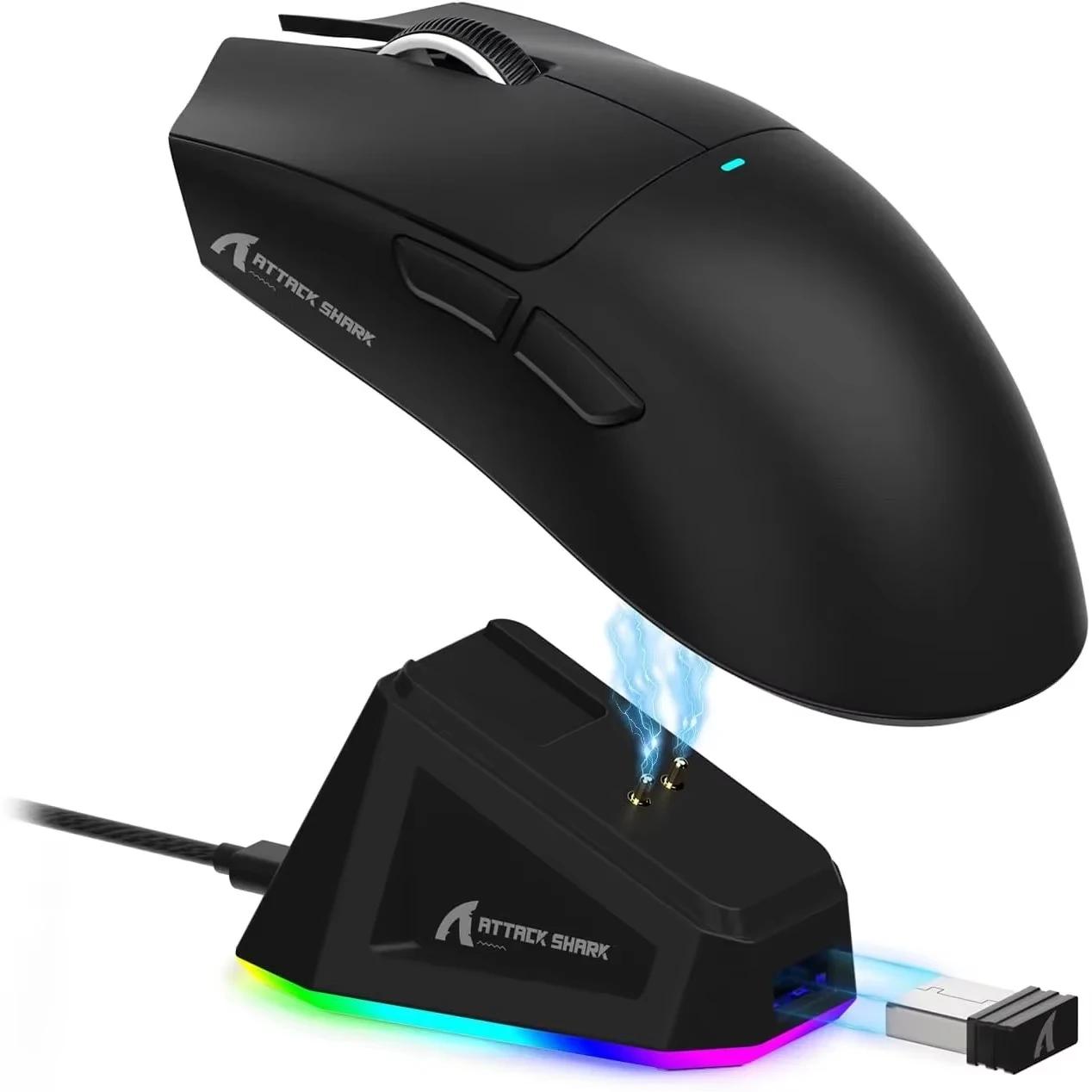 ATTACK SHARK X11 souris de jeu sans fil légère à trois modes avec station de charge RGB capteur opti