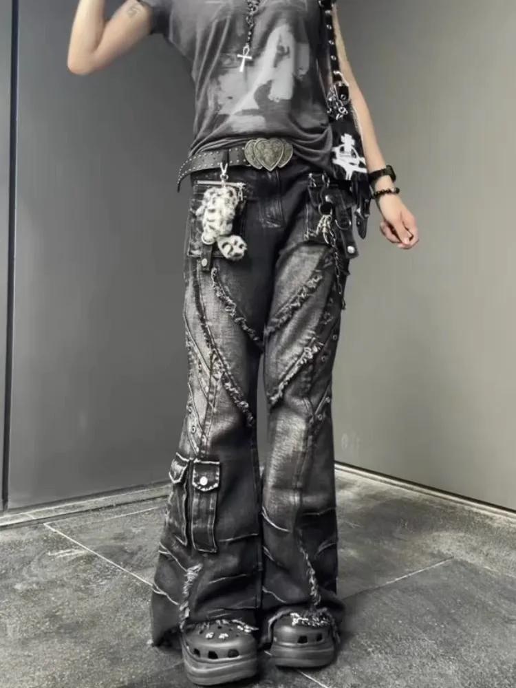Jean évasé en denim pour femme, style japonais Y2K, collection Automne Hiver 2026, coupe cloche, des