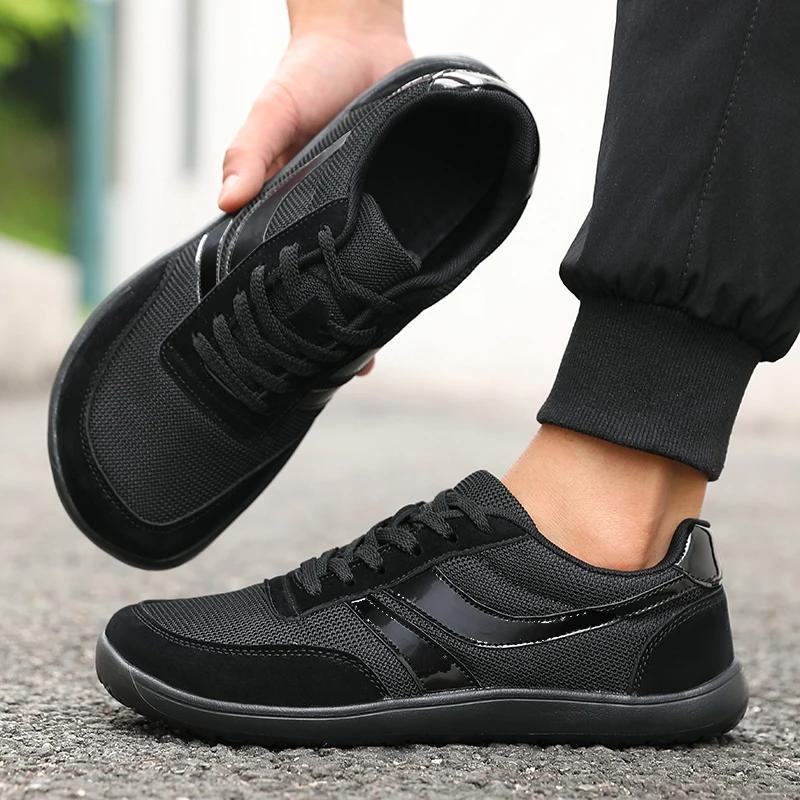 Nouveau bout large hommes chaussures décontracté semelle souple large dernières chaussures marche ba