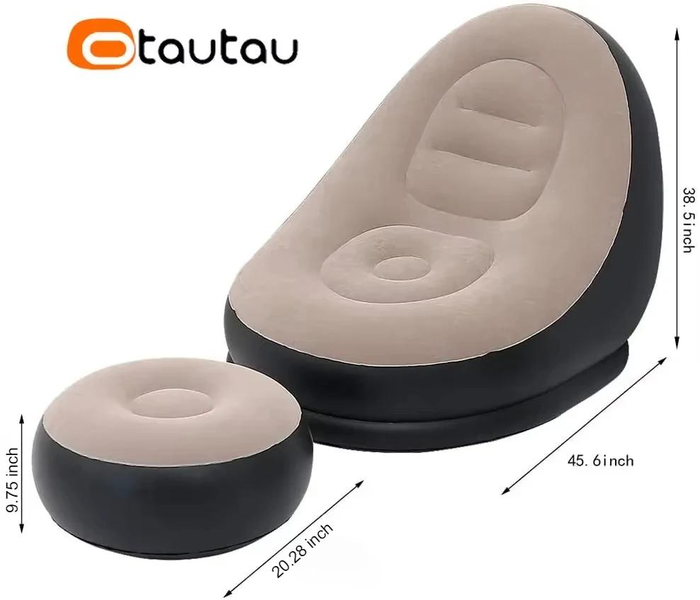 OTAUTAU-Chaise longue gonflable avec repose-pieds, chaise longue inclinable, canapé de camping porta