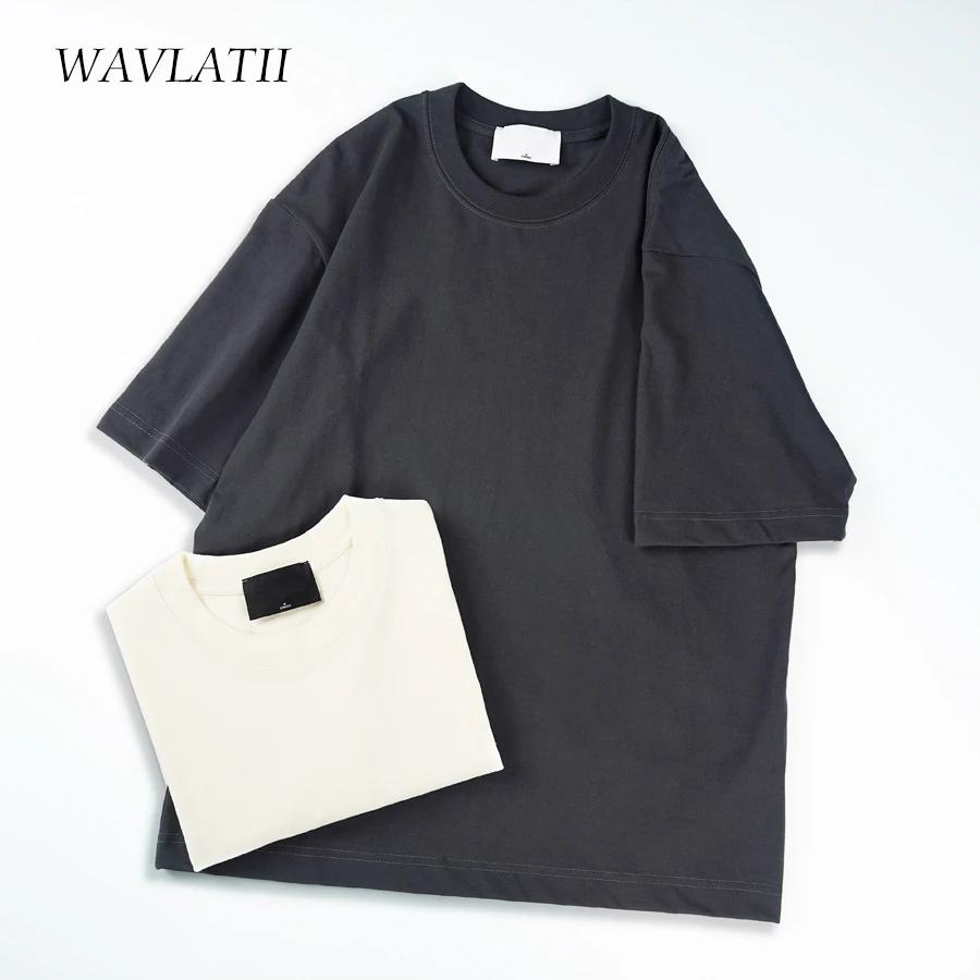 WAVLATII surdimensionné été t-shirts pour femmes hommes marron décontracté femme coréen Streetwear t
