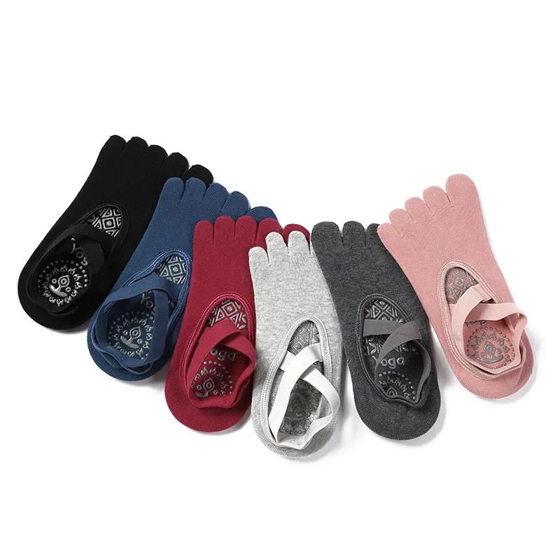 Chaussettes de sport coordonnantes respirantes à cinq doigts pour femmes, chaussettes de pilates, ba
