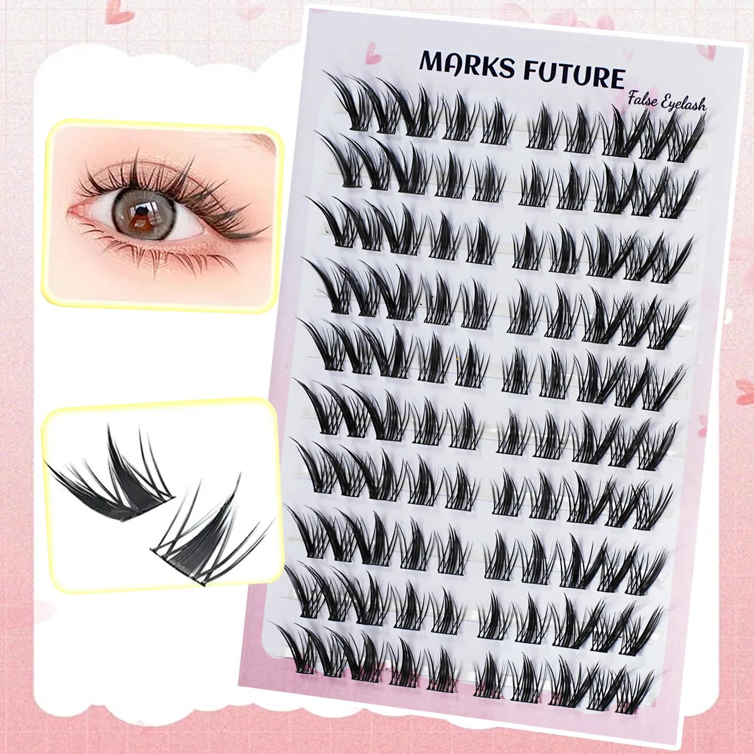 10 rangées de 100 grappes C Curl faux cils individuels de style renard, maquillage naturel pur à sec
