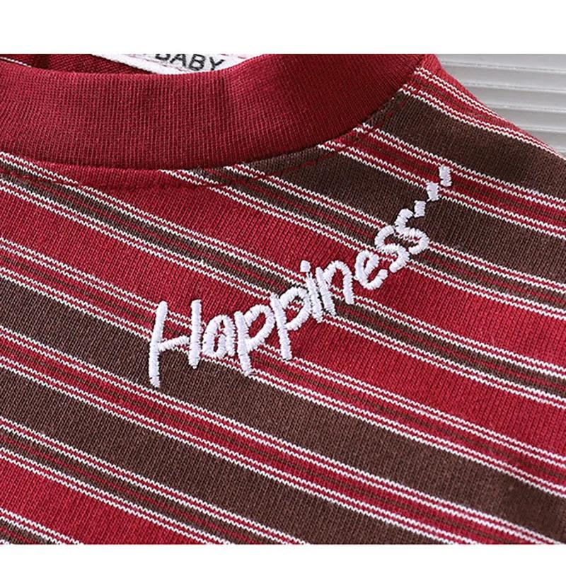T-shirt rayé de style coréen pour garçons et filles, vêtements en coton respirant, vêtements de prin