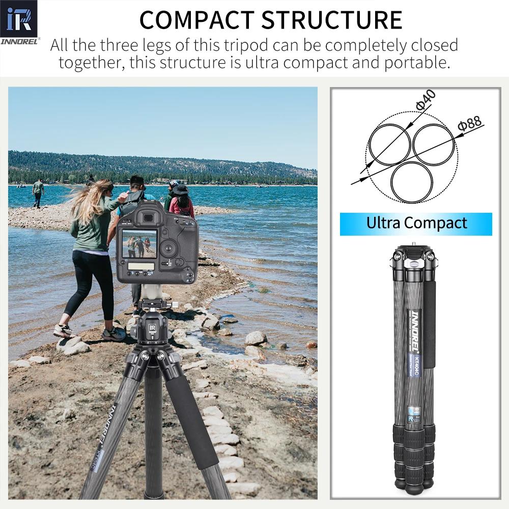 INNOREL – trépied Compact 10X en Fiber de carbone KT404C, pour caméscope vidéo numérique DSLR, suppo