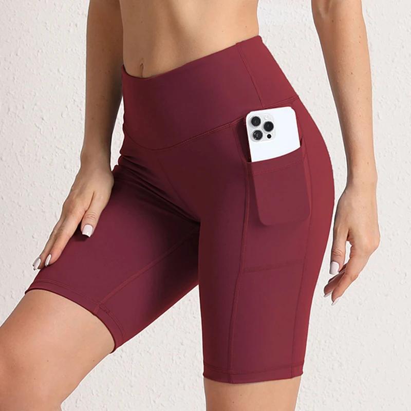 CHRLEISURE-Shorts de Yoga avec 3 Poches pour Femme, Collants de Fitness Sans Couture, artificiel ast