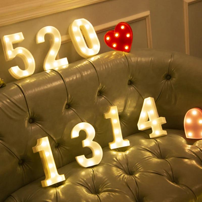 Lampes LED en forme de lettres de l'alphabet, lampes numériques, décorations pour fêtes, chambres, a