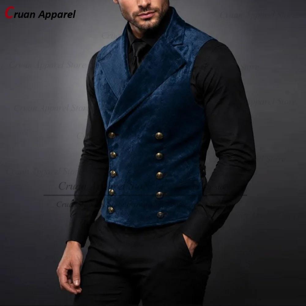 Gilet en velours de haute qualité pour homme, costume de soirée élégant sur mesure, coupe ajustée, 1