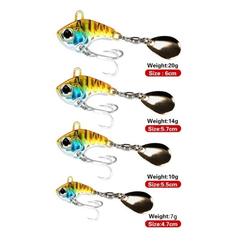 Leurre de pêche rotatif en métal VIB avec vibration, appât dur pour la truite, 7/10/20g, 1 pièce