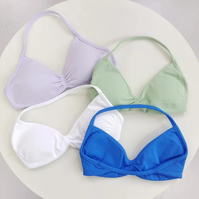 Soutien-gorge de sport à lacets à haut support pour femmes – Camisole à fines bretelles, sans coutur