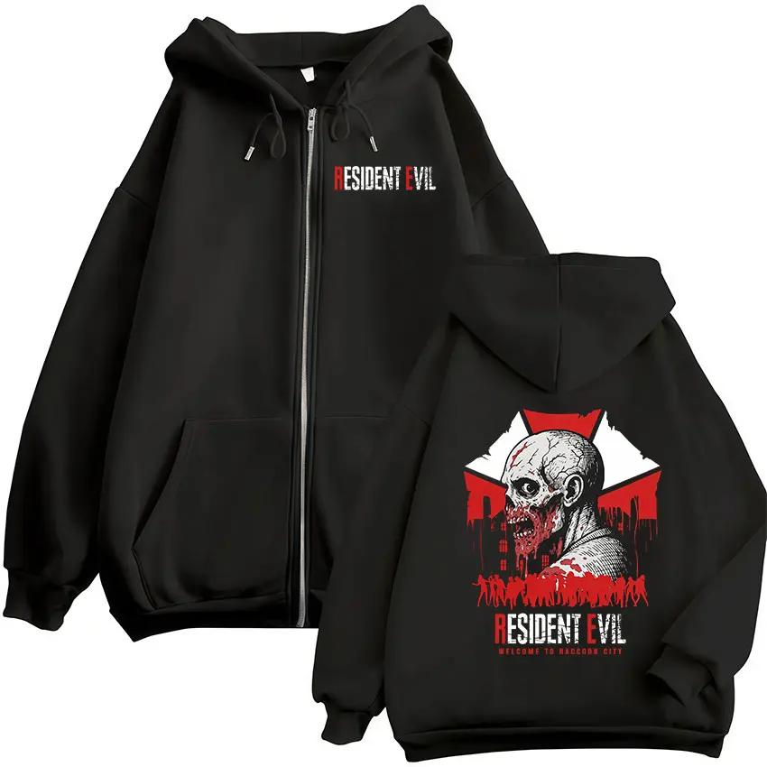 Sweat-shirt à capuche à fermeture éclair Resident Evil 4, pour fans du jeu CAPCOM, pull-over rétro à