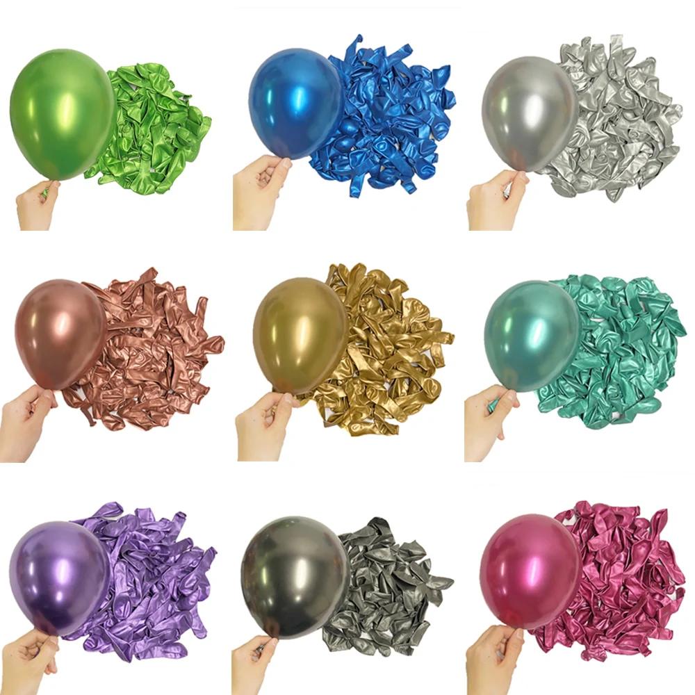 Ballons d'anniversaire en métal, 5/10/18 pouces, métallique, bleu, vert, argent, Chrome, or Rose, dé