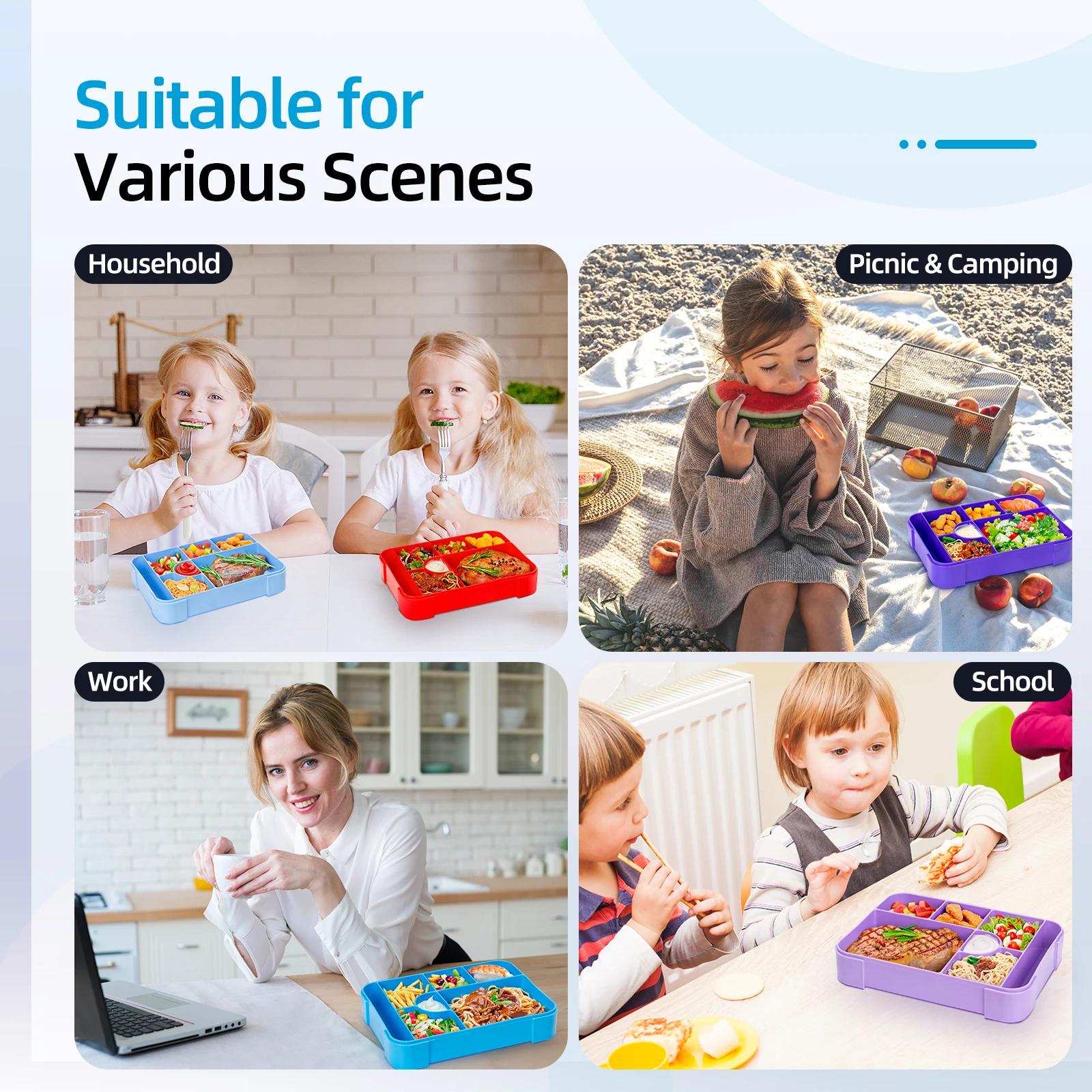Boîte à déjeuner pour enfants, motif Adorable, four à micro-ondes divisé Portable, boîte à Bento, ré