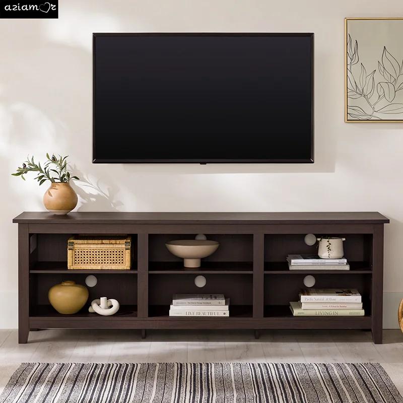 Meuble TV 70 "pour téléviseurs 80", stockage ouvert à 3 étagères, moderne, transition, expresso