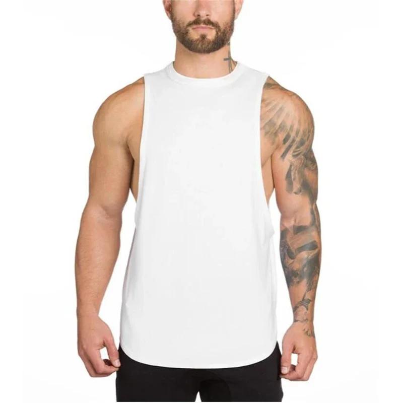 Vêtements de sport unis pour hommes, débardeur de musculation, débardeur d'été en coton découpé, gil