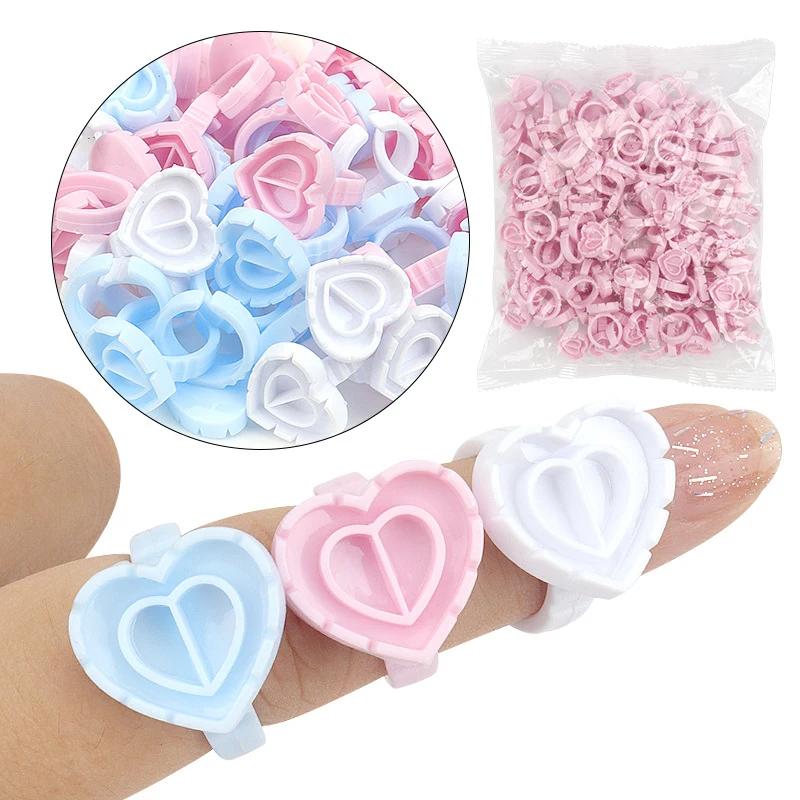 Winky Beauty 100 pièces/ensemble Extension de cils anneaux de colle porte-colle Kit d'outils ensembl